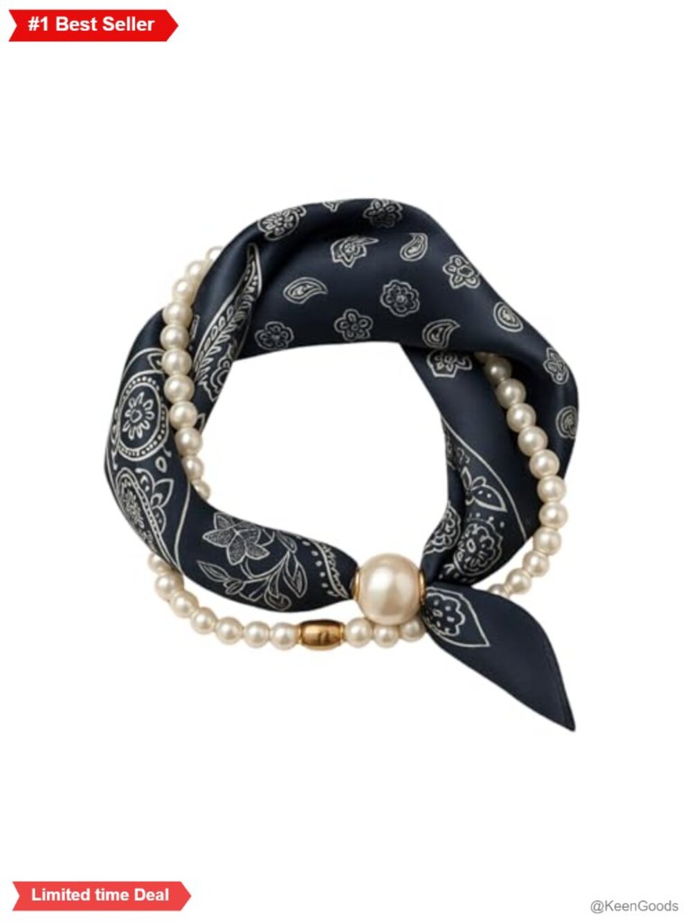 Satin Silk Scarf Magnetic Buckle Paisley Floral Print Neck Wear